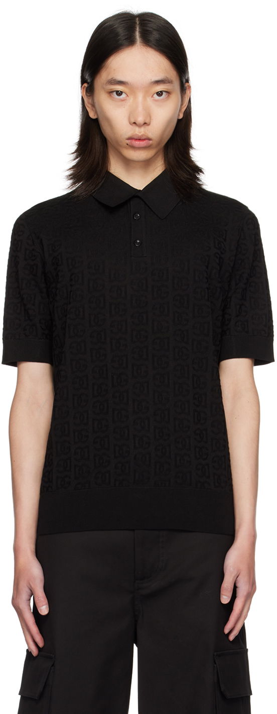 Poolopaita Dolce & Gabbana Dolce&Gabbana Logo Jacquard Polo Musta | GXZ15TJBSKE