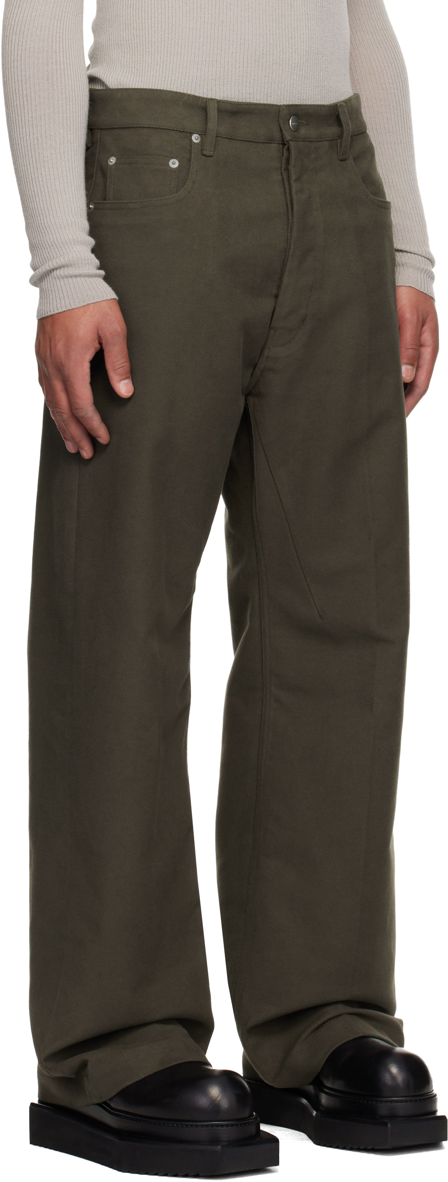 Jeans Rick Owens Concordians Geth Wide-Leg Twill Jeans Vihreä | RU02E1333 TB, 1