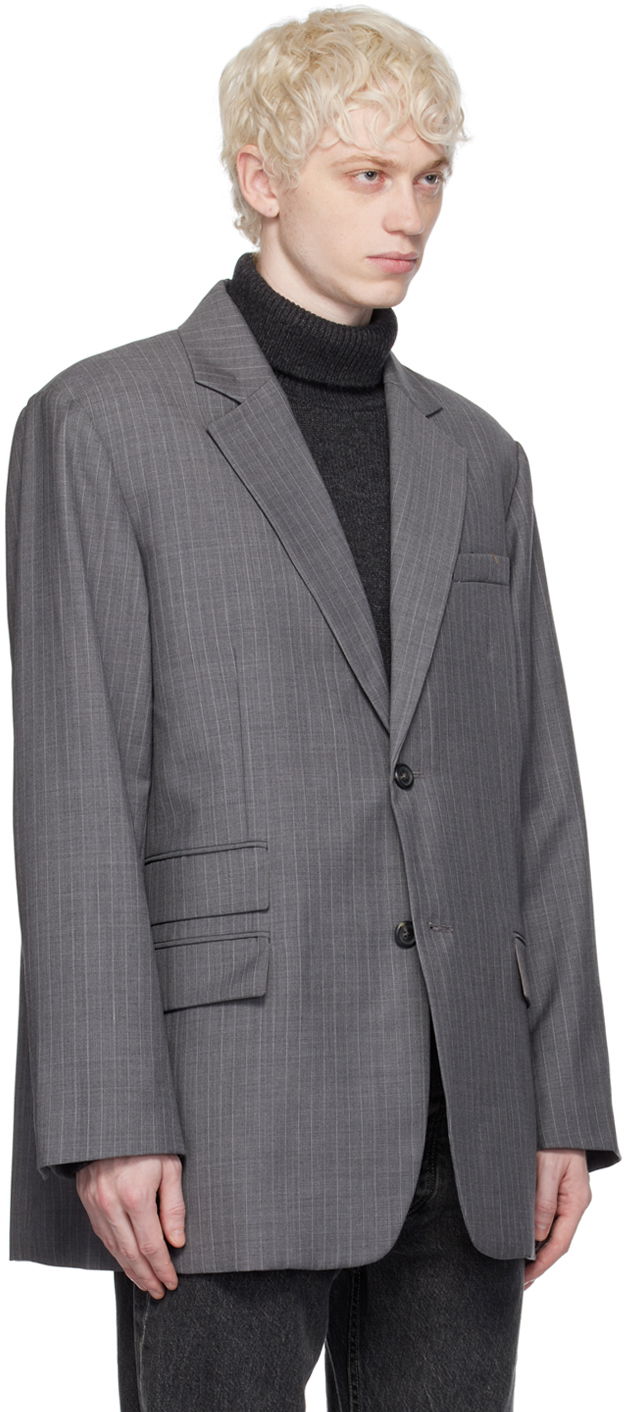 Takki Helmut Lang Oversized Pinstripe Blazer Harmaa | N09HM104, 1