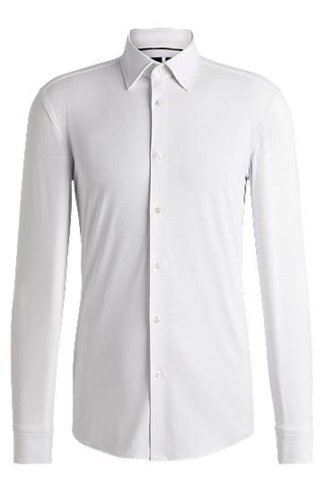 Paita BOSS Slim Fit Performance-Stretch Jersey Shirt Valkoinen | 50533400