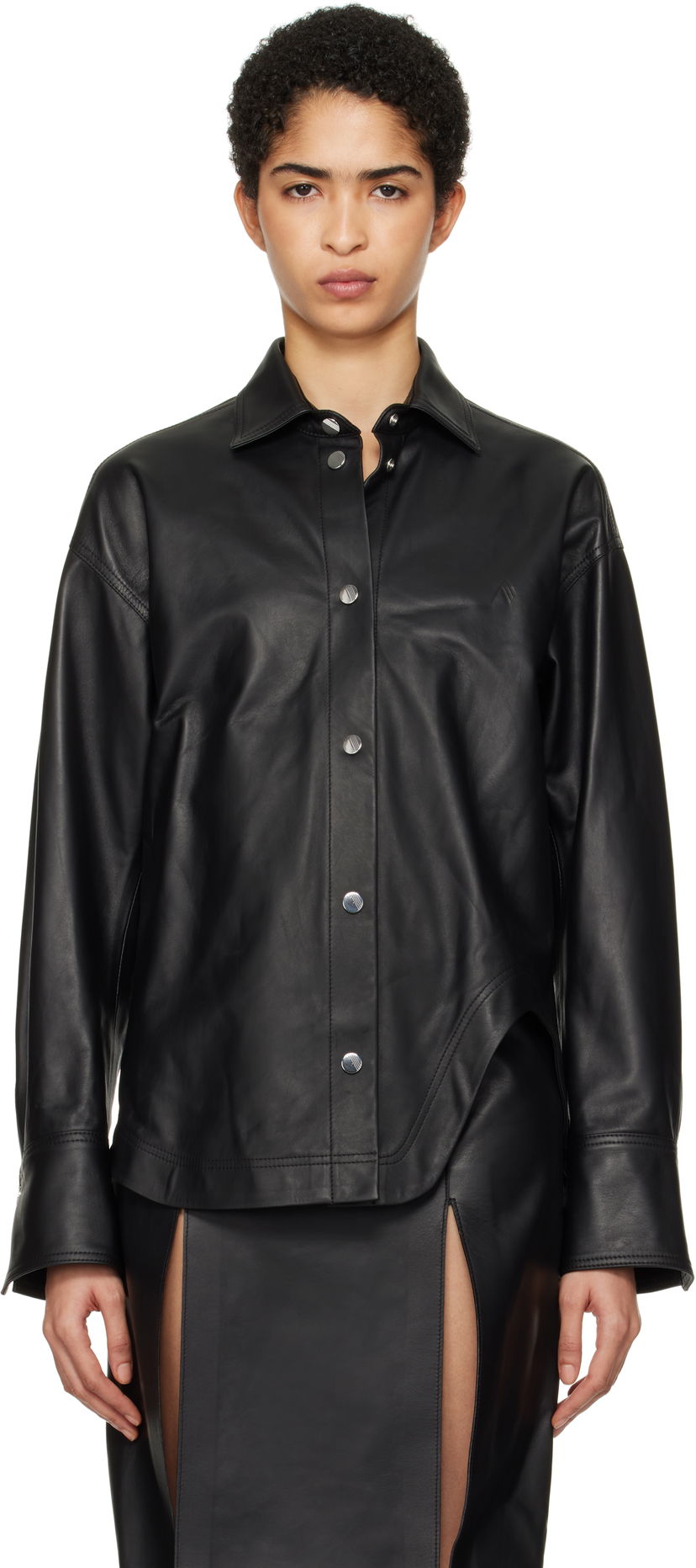 Paita The Attico Attico Eliza Leather Shirt Musta | 250WCB00074 LBT129AA