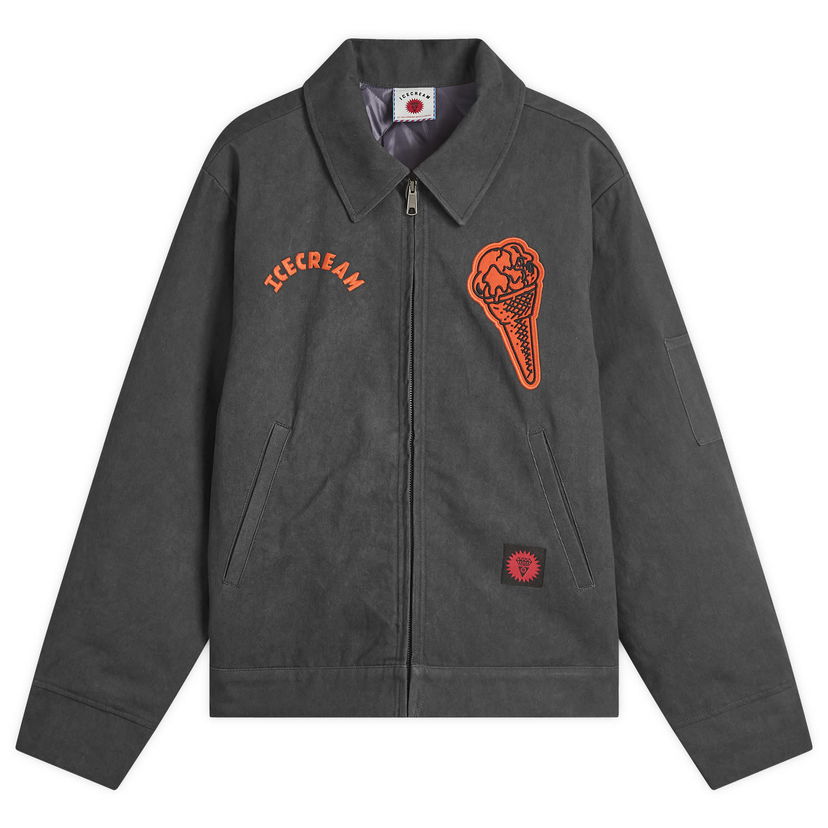Takki BBC IceCream ICECREAM Cone Patch Work Jacket, Size Large Harmaa | IC25205-BLK