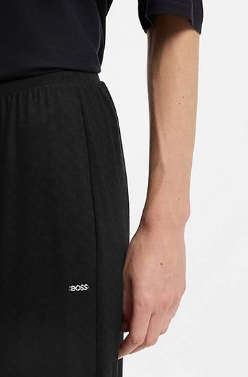 Pyjama BOSS Monogram-print pyjama bottoms with logo plate Musta | 50550711, 1