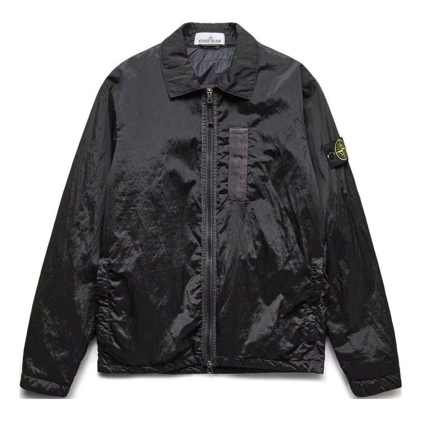 Tuulitakki Stone Island Compass Patch Zipped Jacket Musta | 7715Q0519-V0029