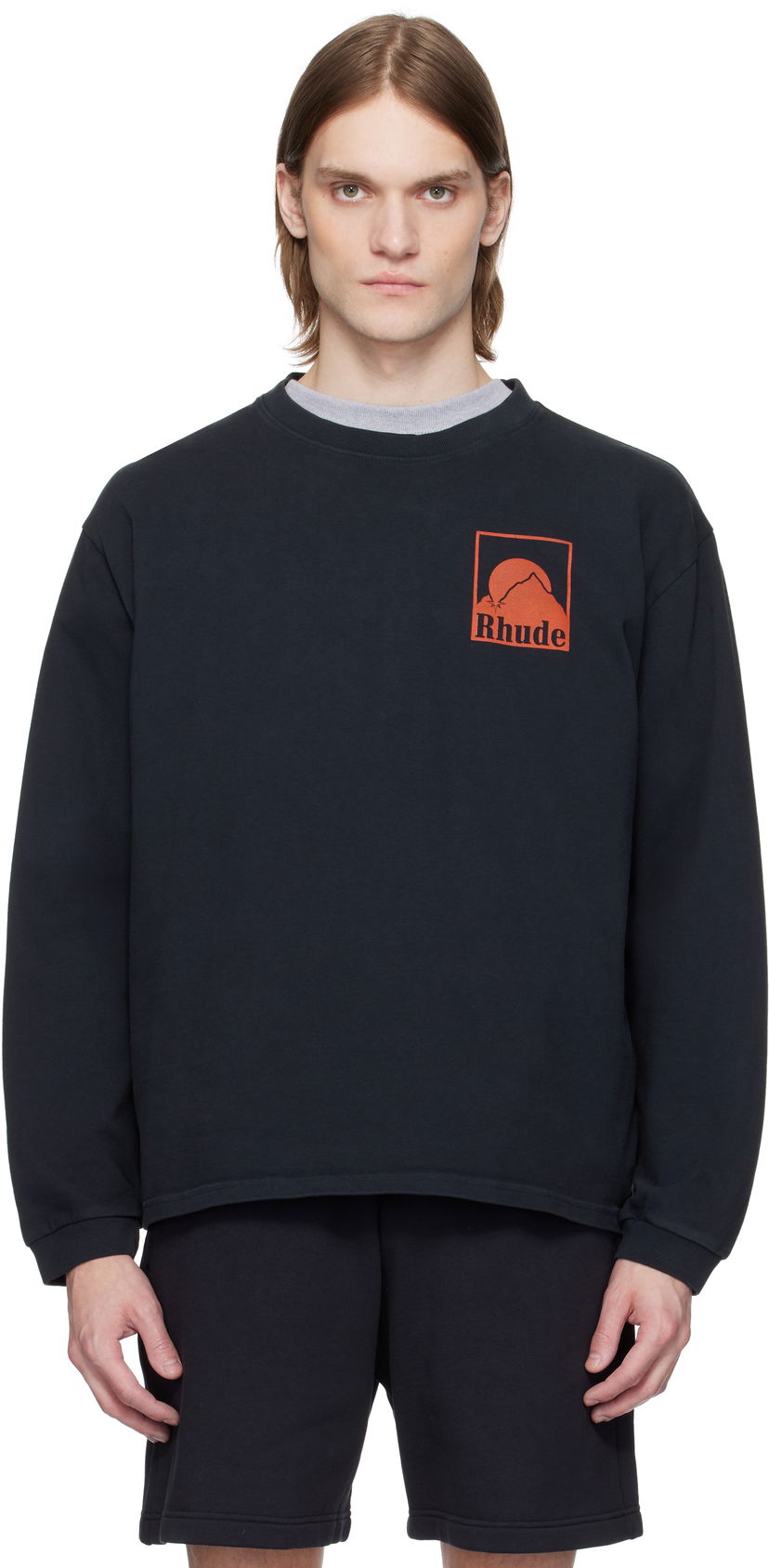 Villapaita Rhude Rhude Moonlight Badge Long Sleeve T-Shirt Musta | RHSS25TT16012