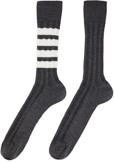 Sukat Thom Browne Thom Browne 4-Bar Merino Wool Socks Harmaa | MAS136A-Y1020, 1