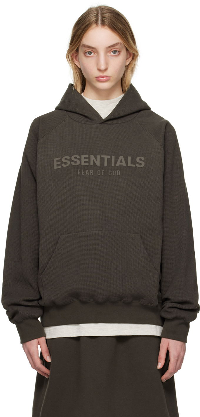 Huppari Fear of God Fear of God ESSENTIALS Raglan Waffle Knit Hoodie Ruskea | 192BT224020F