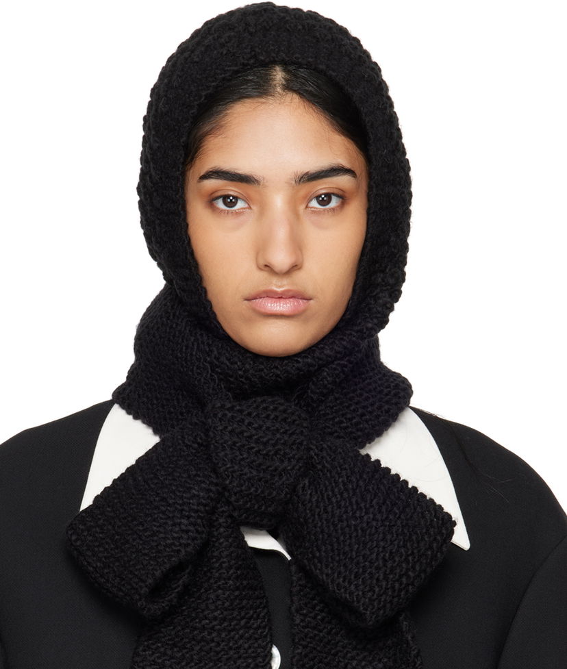 Huivi SHUSHU/TONG SHUSHU/TONG Knit Bowknot Hooded Scarf Musta | MWDCAC05 ACR001