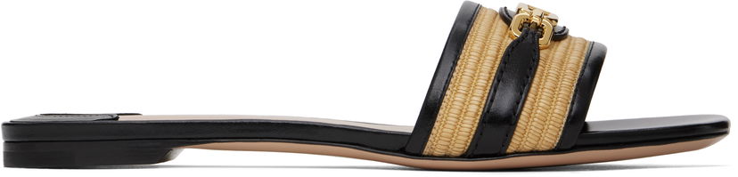 Asusteet Tom Ford TOM FORD Raffia Calfskin Slide Sandals Musta | W3523-TRA004G