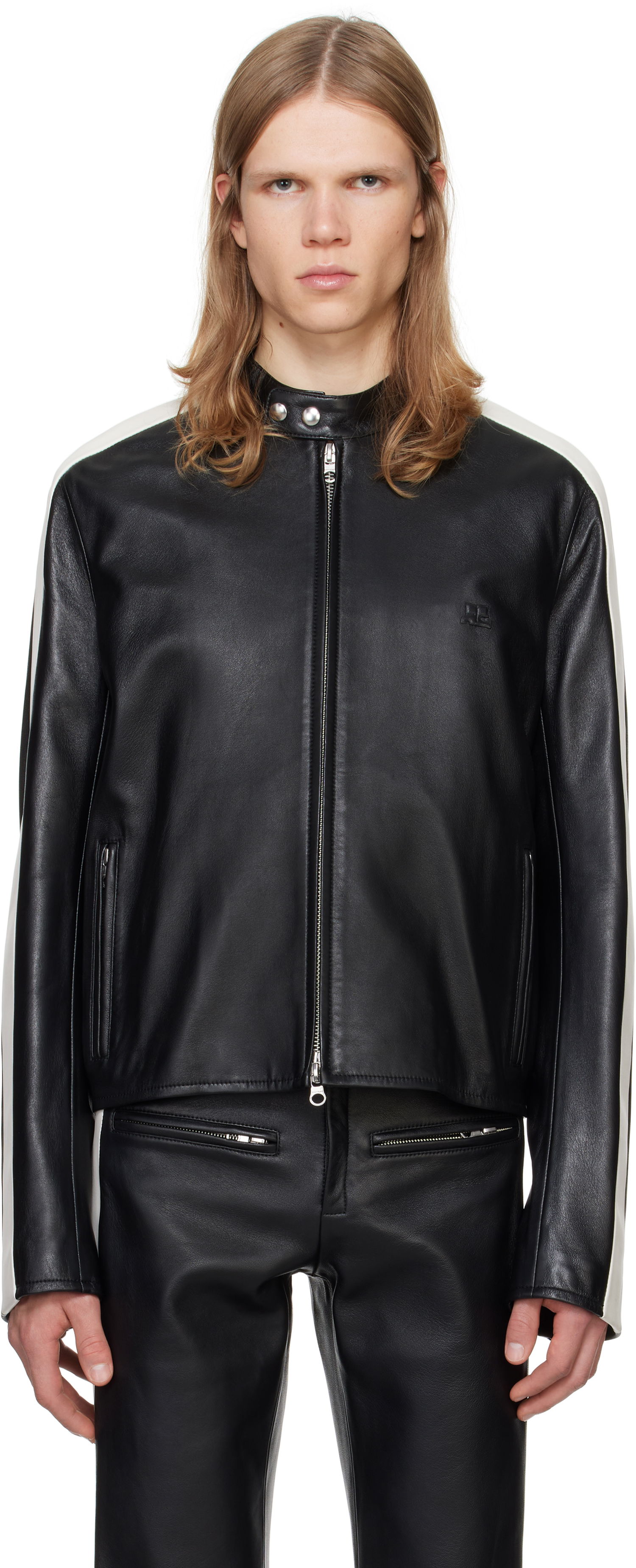 Takki Courrèges Courrèges Contrast Biker Jacket Musta | 324LBL199CV0005, 0