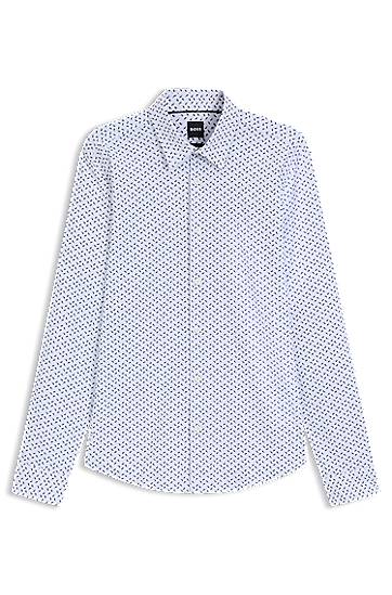 Paita BOSS Slim Fit Performance-Stretch Printed Shirt Valkoinen | 50545270