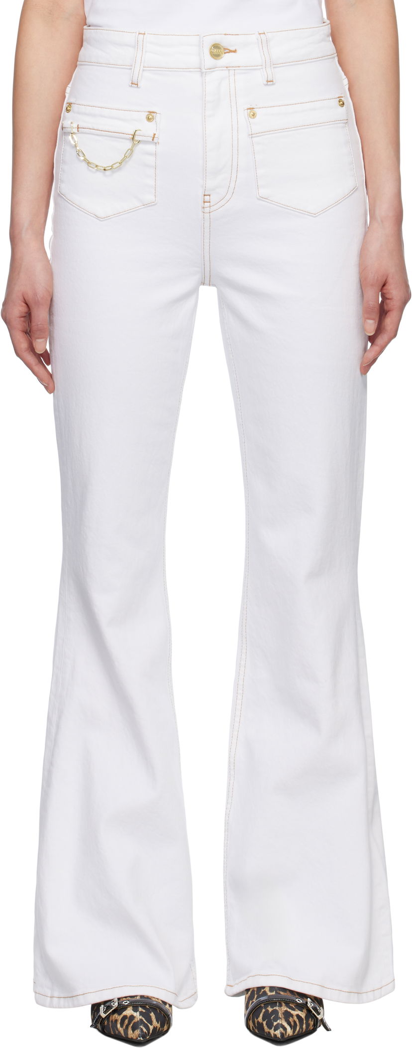 Jeans GANNI GANNI Goddi HW Flare Jeans Valkoinen | J1659