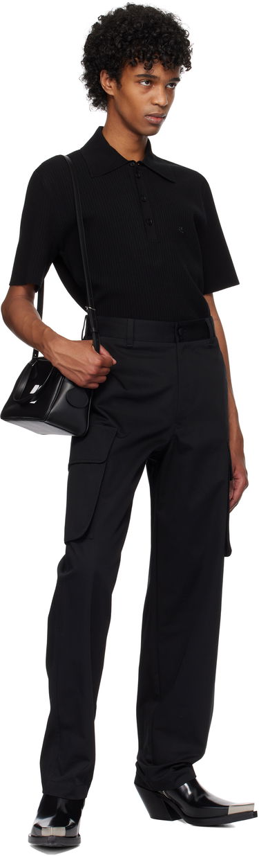 Poolopaita Courrèges Courrèges Rib Knit Polo Musta | 125MPO047FI0001, 3