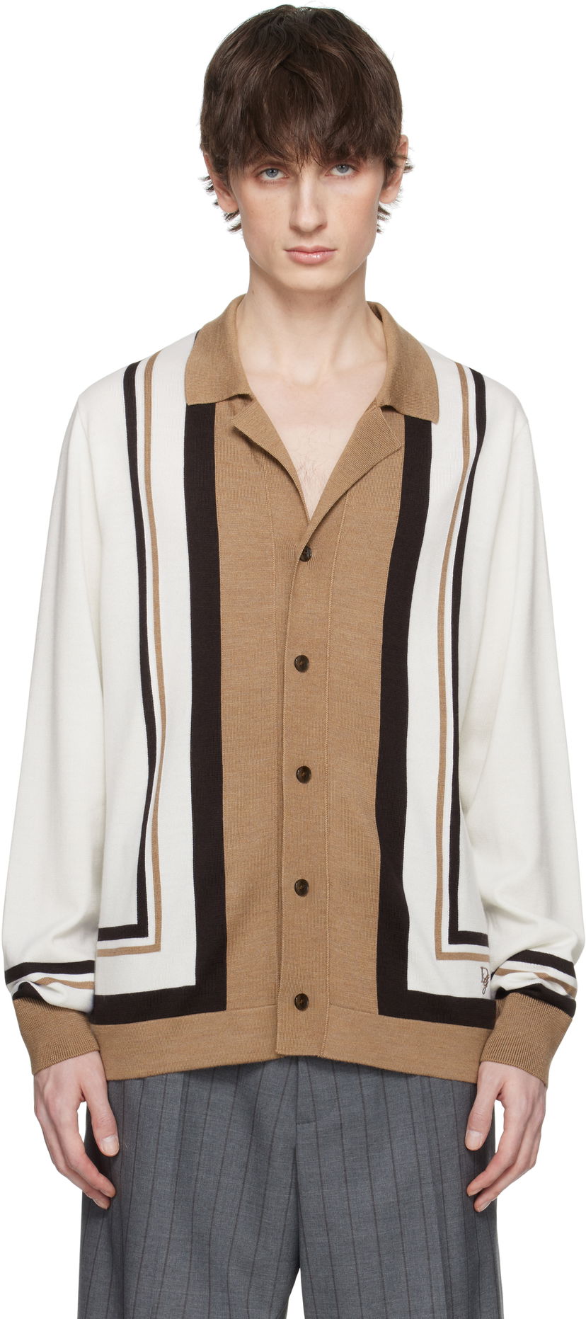 Villapaita Dolce & Gabbana Dolce&Gabbana Wool DG Embroidery Cardigan Ruskea | GXV35ZJFMDU