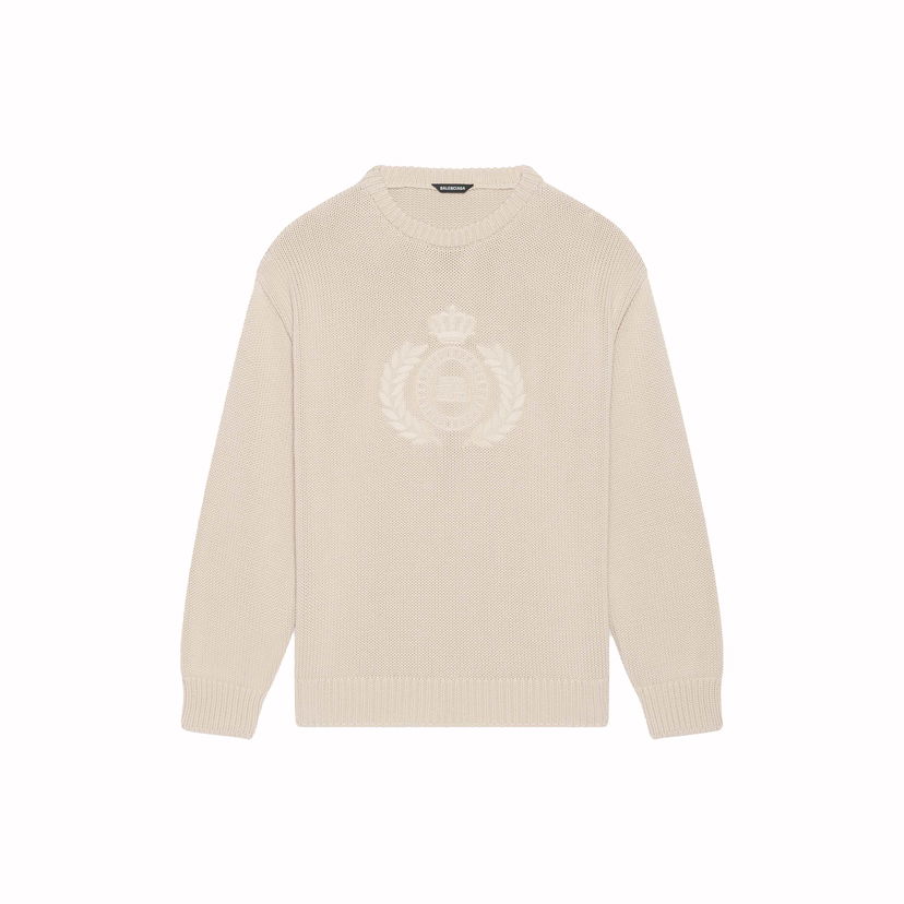 Villapaita Balenciaga BB Laurel Crown Logo Crewneck Beige | 664369T32119028