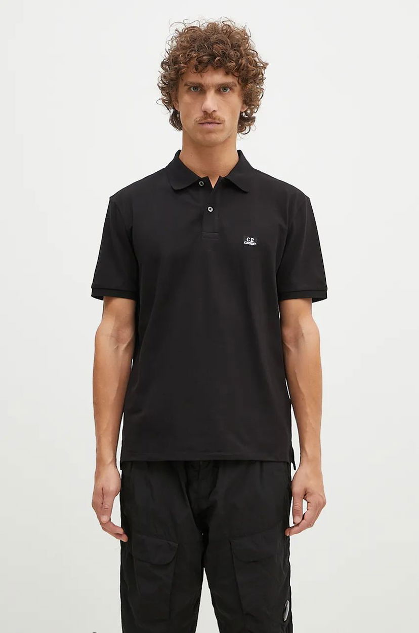 Poolopaita C.P. Company Stretch Piquet Logo Polo Shirt Musta | 17CMPL065A005263W