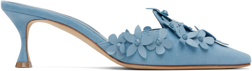 Asusteet Manolo Blahnik Manolo Blahnik Harnes Floral Appliqué Suede Mules Sininen | 225-1763-0001