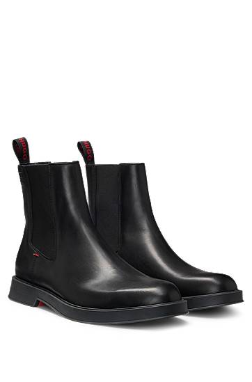Vaatteet BOSS Leather Chelsea Boots with Stacked Logo Musta | 50548489