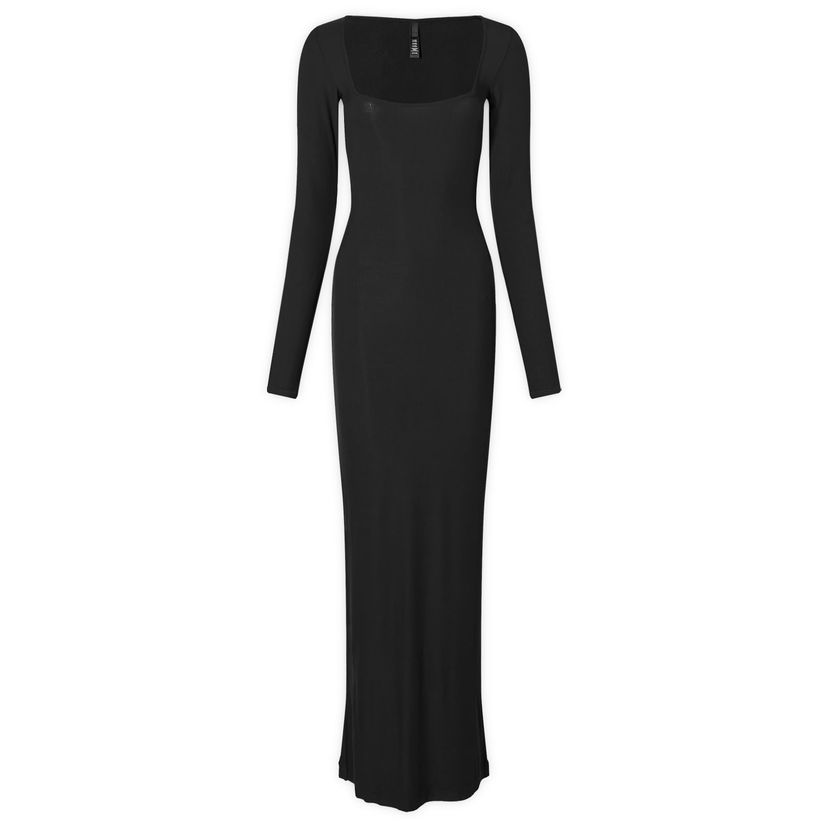 Mekko SKIMS Soft Lounge Long Sleeve Dress Musta | AP-DRS-1701-ON