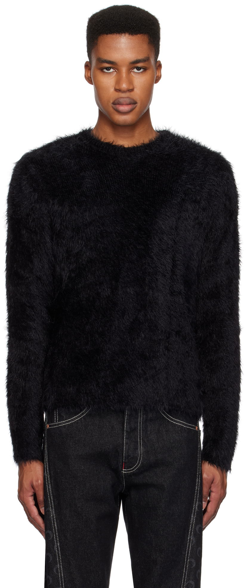 Villapaita Marine Serre Puffy Knit Crewneck Sweater Musta | MTK017A CKNI0031