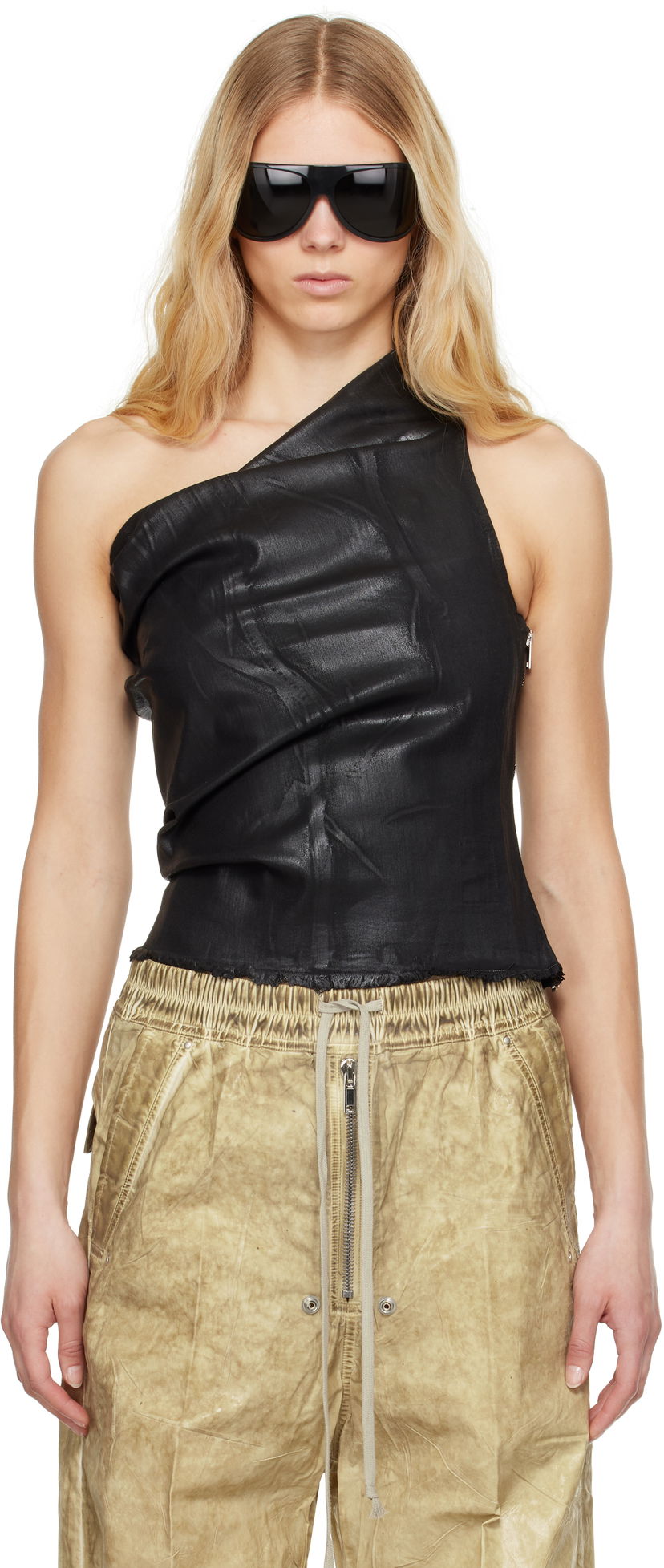 Tankkitoppi Rick Owens Rick Owens DRKSHDW Hollywood Athena Cropped Denim Top Musta | DS01E3131 SCF