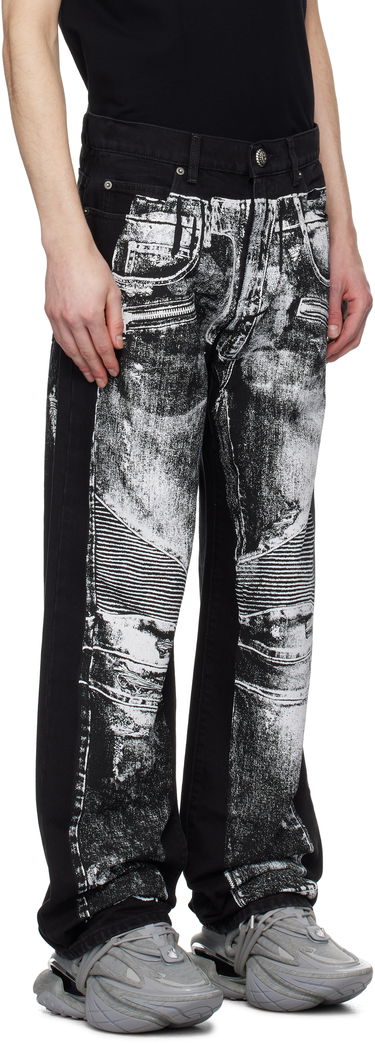 Jeans Balmain Balmain Loose-Fit Biker Print Jeans Musta | EH1ML155DF52, 1