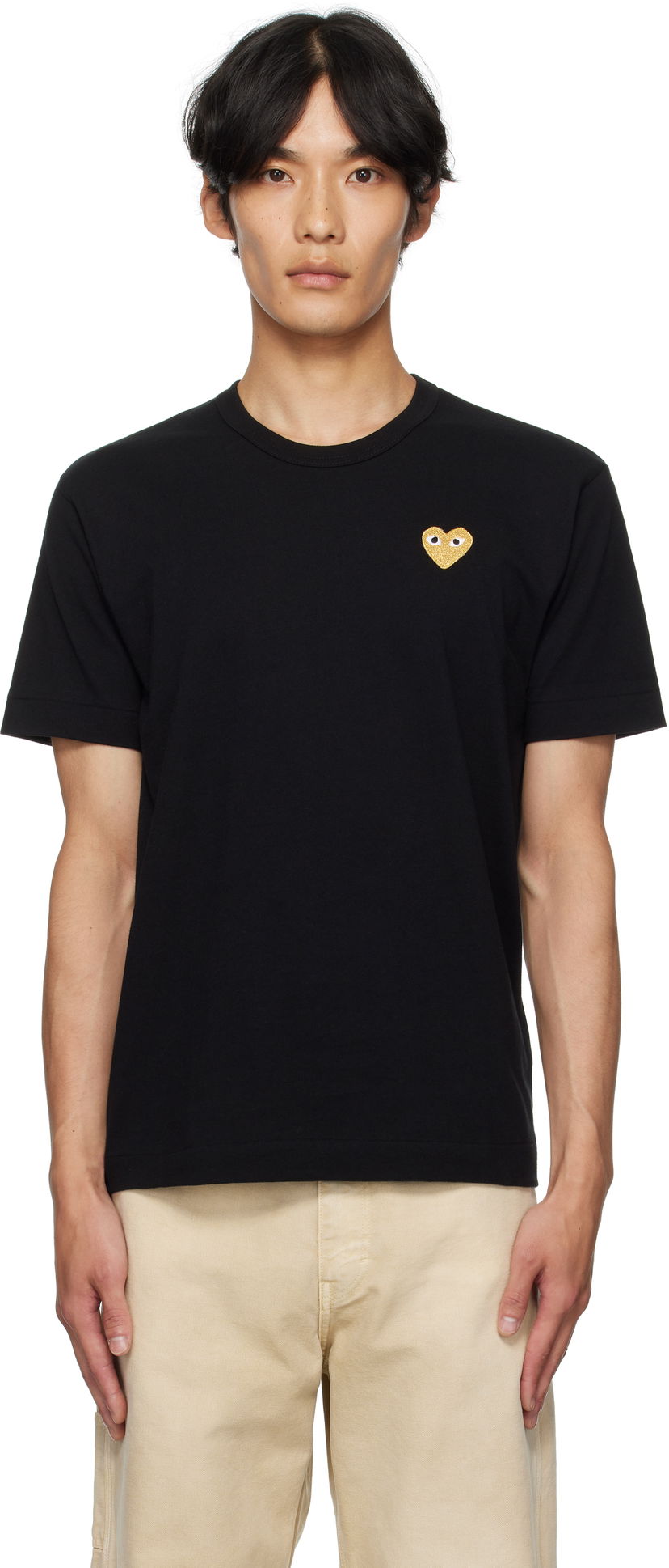 T-paita Comme des Garçons COMME des GARÇONS PLAY Heart Patch T-Shirt Musta | AZ-T216-051