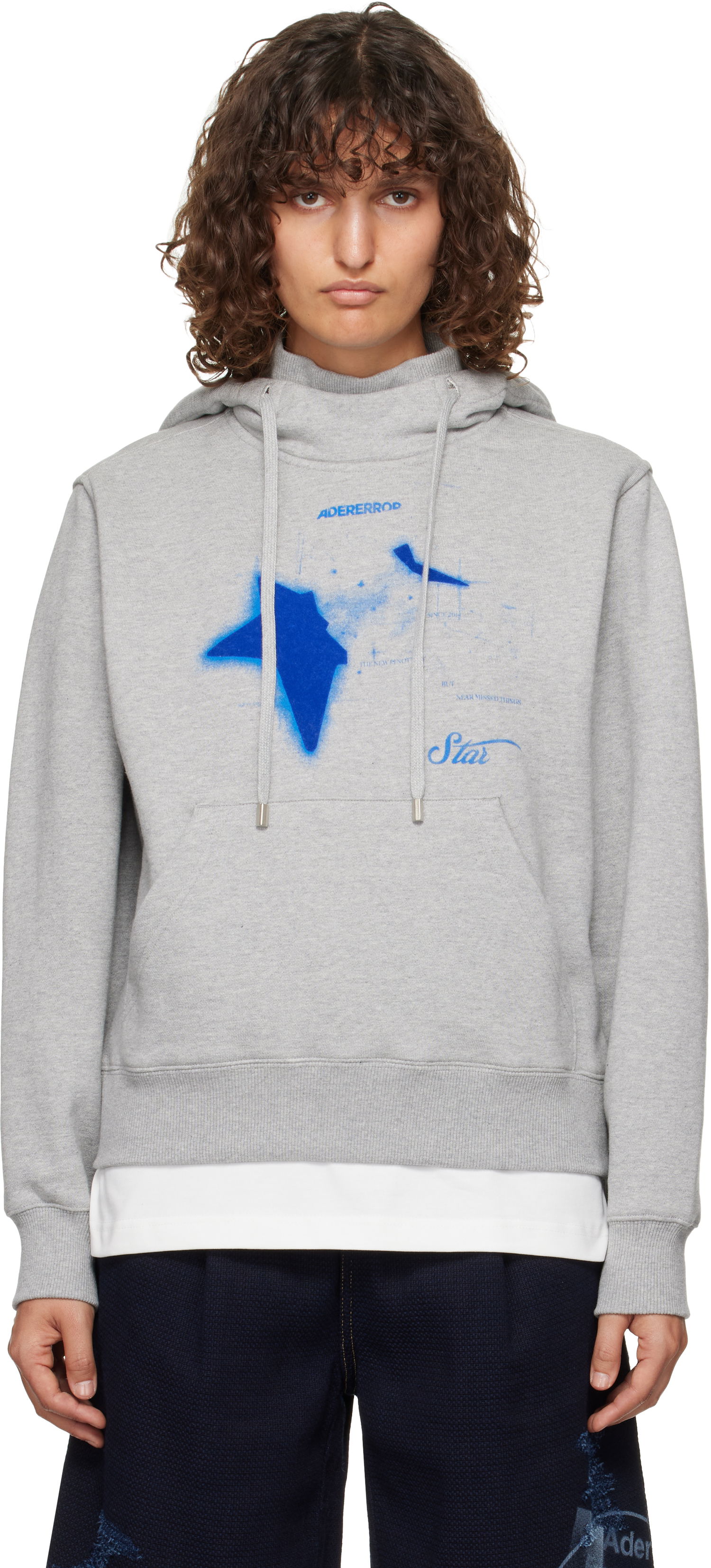 Huppari ADER ERROR Star Print Hoodie Harmaa | BN01FWHD0103GR, 0