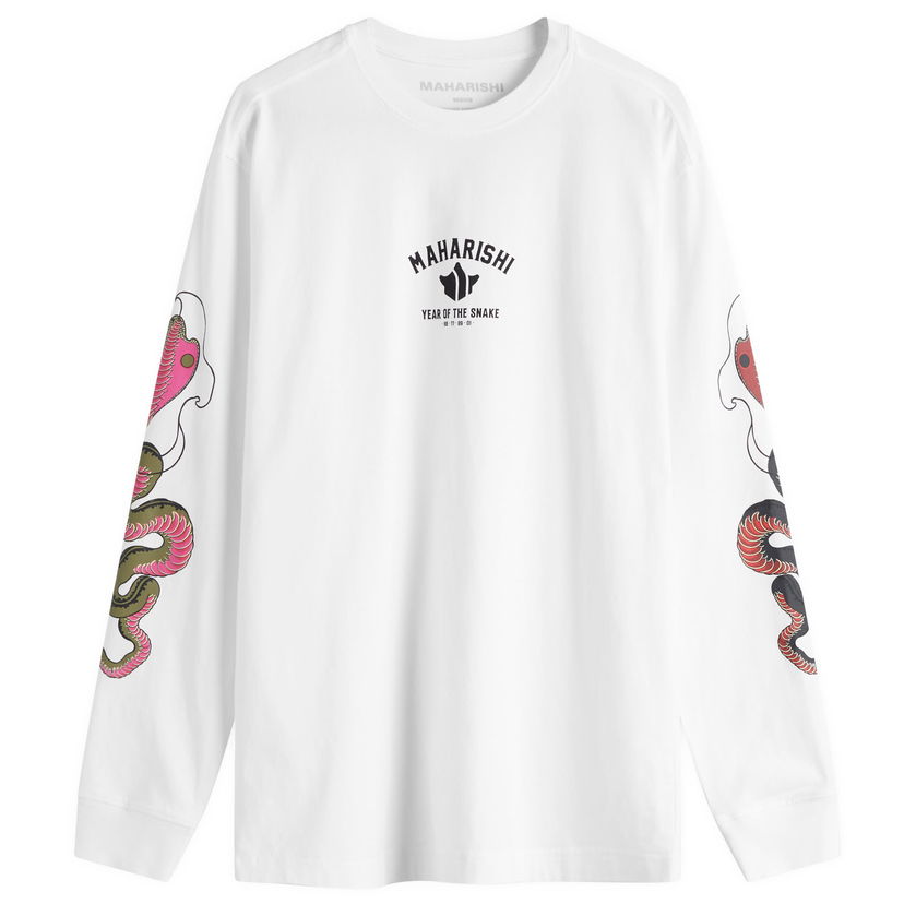 T-paita Maharishi Maharishi Year Of The Snake Duality Long Sleeve T-Shirt, Size M Valkoinen | 1452-WHT