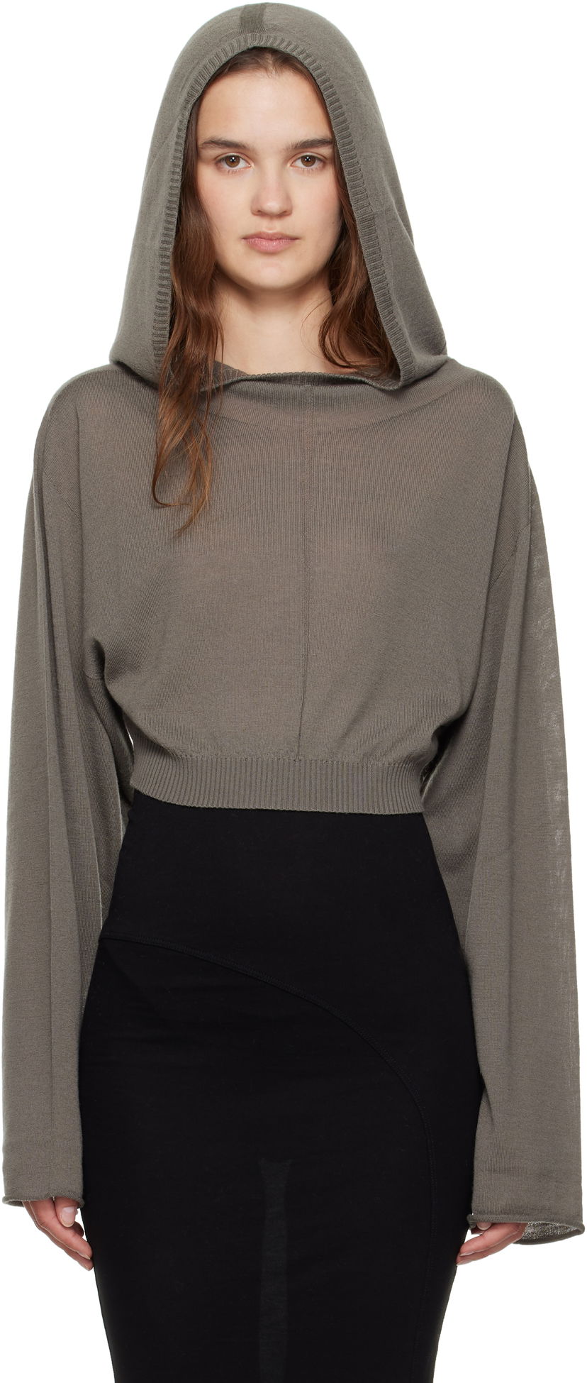 Huppari Rick Owens Rick Owens Cropped Hooded Tunic Harmaa | RP02E4632 M