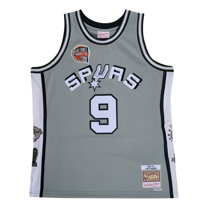 Jersey Mitchell & Ness Spurs Hall Of Fame 'Tony Parker 9' Swingman Jersey Harmaa | SMJY6866-SASYYTPAGREY