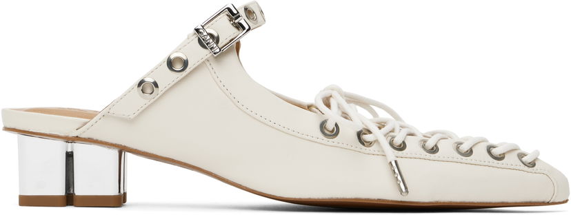 Tennarit ja kengät GANNI GANNI Lace-Up Mules Valkoinen | S2966