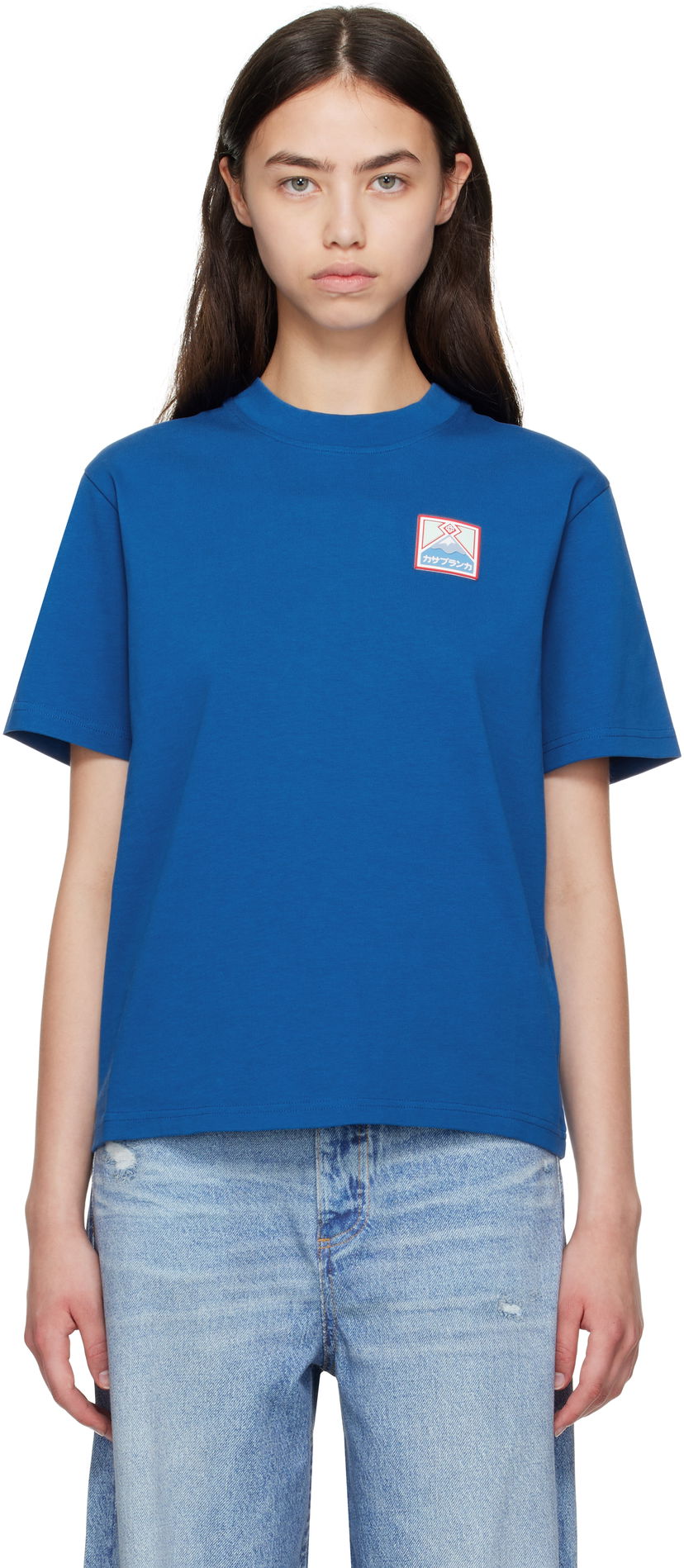 T-paita Casablanca Casablanca Mount Fuji Rubber Patch T-Shirt Sininen | WPF25-JTS-046-04