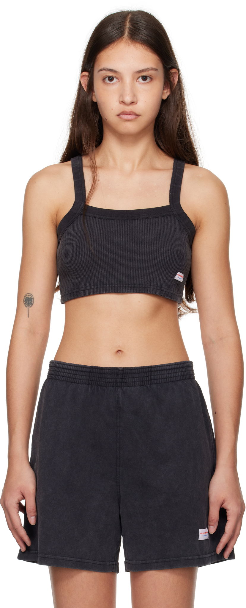 Crop top Alexander Wang Black Cropped Camisole Musta | 8C4248065W