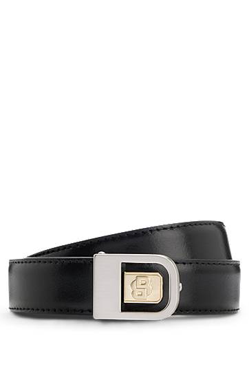 Vyöt BOSS Reversible Italian Leather Belt with Double B Monogram Musta | 50548522