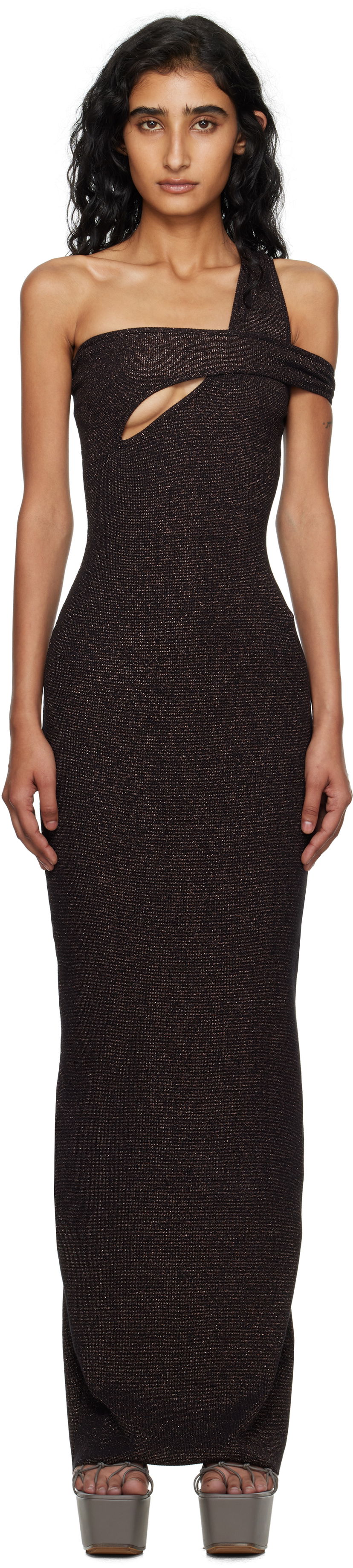 Mekko Ottolinger Ottolinger Twisted Rib Maxi Dress Musta | 104-502004-01