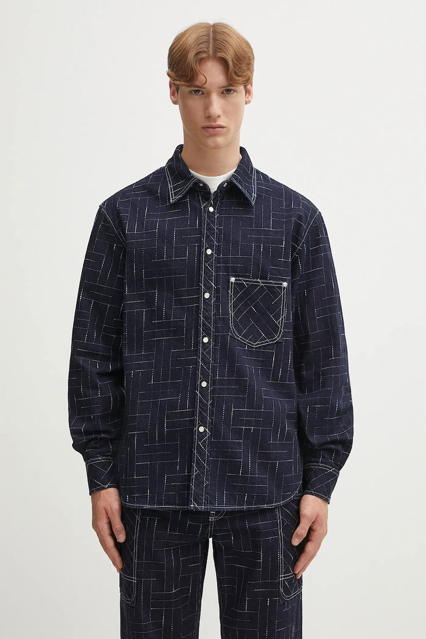 Paita KENZO Weave Casual Relaxed Fit Denim Shirt with Classic Collar Monivärinen | FF65DC4226V1
