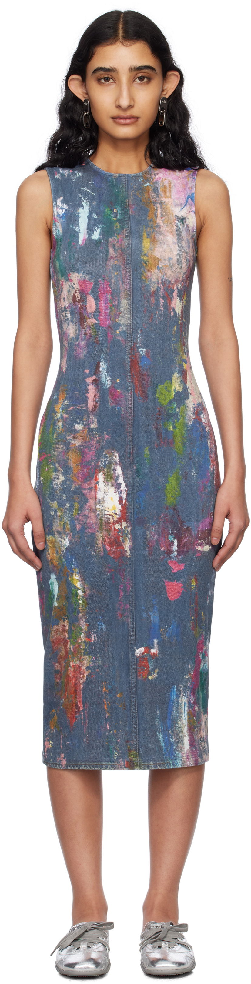 Mekko Acne Studios Acne Studios Paint Splatter Midi Dress Sininen | A20788-