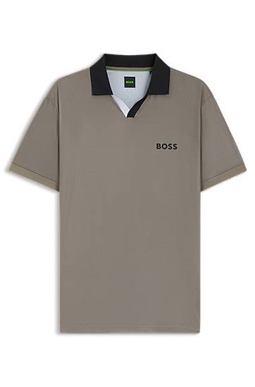 Poolopaita BOSS Active slim-fit ripstop polo shirt with colour-blocking Harmaa | 50543348