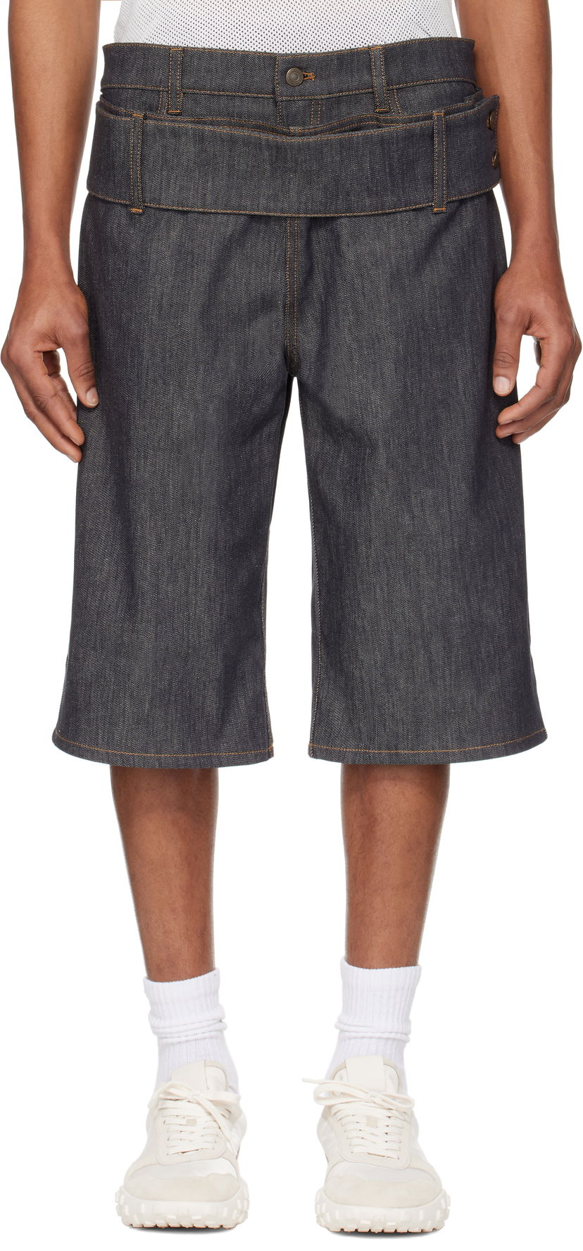 Shortsit Courrèges Courrèges Double Belted Denim Shorts Sininen | 125DSH050DE0035