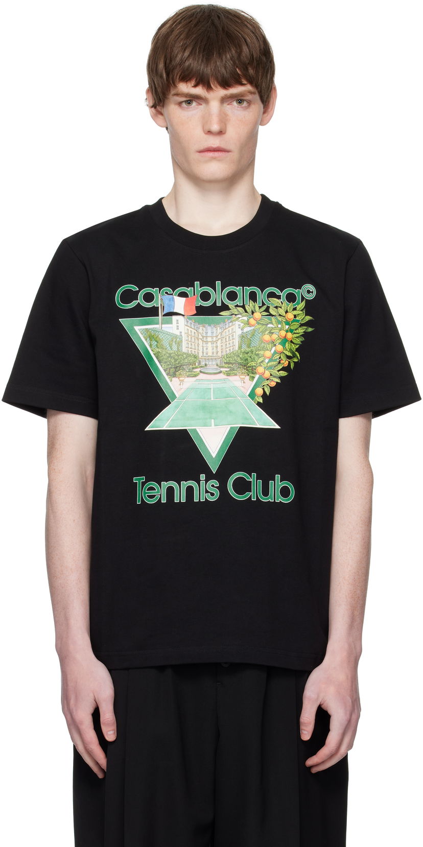 T-paita Casablanca Casablanca 'Tennis Club' Icon Short-Sleeve T-Shirt Musta | MPF25-JTS-001-21-EX-FLANNELS