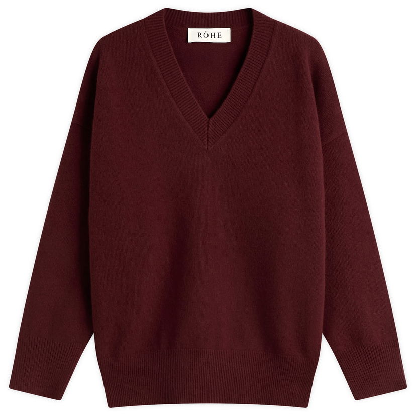 Villapaita Róhe Women's V-Neck Knitted Jumper, 32 Burgundia | 417-23-317