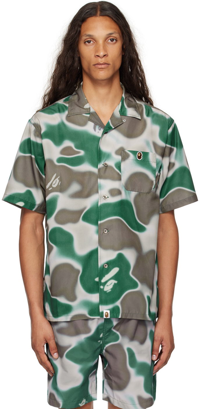 Paita BAPE BAPE Green & Gray Liquid Camo One Point Shirt Vihreä | 001SRK301004M