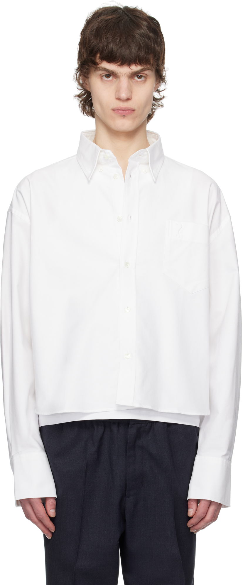 Paita AMI AMI Paris Cropped Oversized Shirt Valkoinen | USH123.CO0031