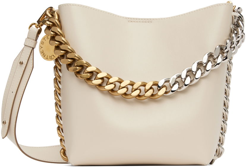 Olkalaukku Stella McCartney Bucket Bag With Chain Valkoinen | 7B0033W8839