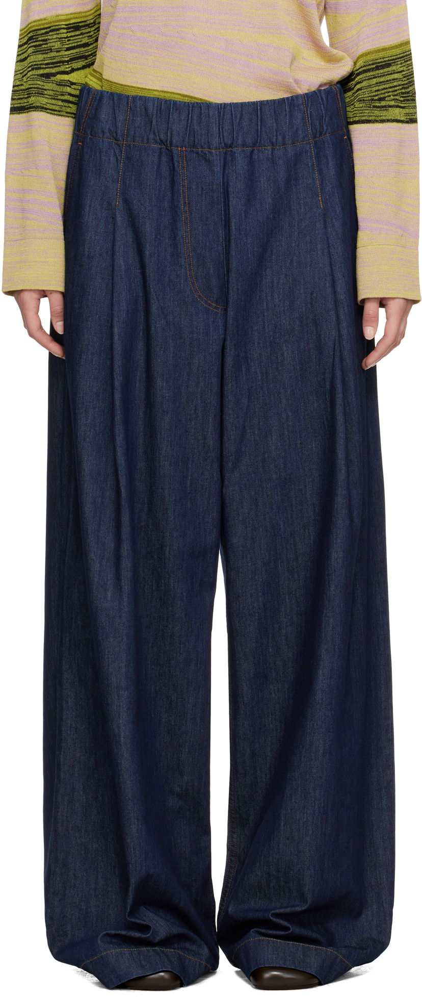 Housut Dries Van Noten Dries Van Noten Drawstring Wide-Leg Jeans Sininen | 251-010936-1553