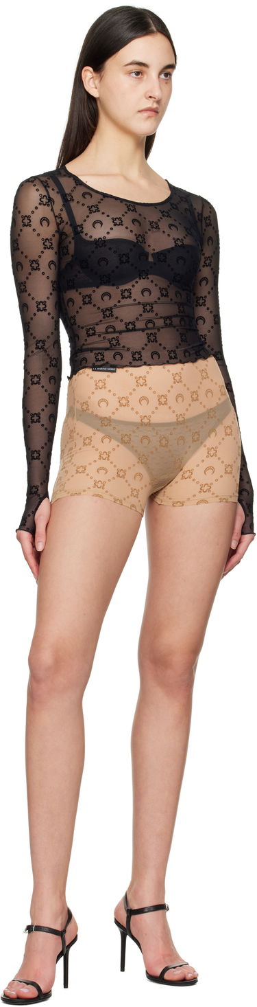 Pikkuhousut Marine Serre Marine Serre Mesh Flock Shorts Beige | WSH012A CJER0005, 3