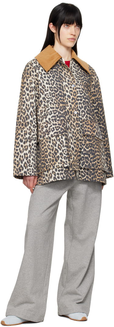 Takit GANNI Ganni Leopard Print Canvas Midi Jacket Beige | W0391, 3