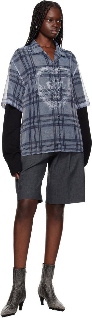 Paita We11done We11done Heart Layered Check Pattern Shirt Harmaa | WD-SH1-25-176-U-GY, 3