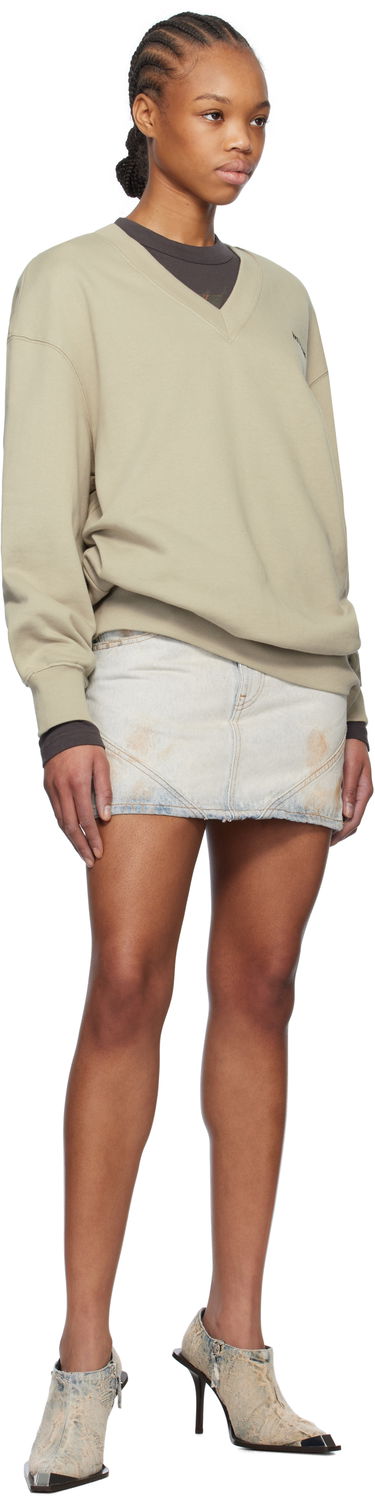 Villapaita We11done We11done Oversized V-Neck Sweatshirt Beige | WD-TS0-25-773-U-KK, 3